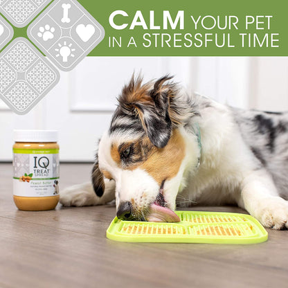 IQ Treat Spread Natural Peanut Butter for Dogs & IQ Treat Mat Lick Mat - Xylitol Free Dog Treats and Snacks
